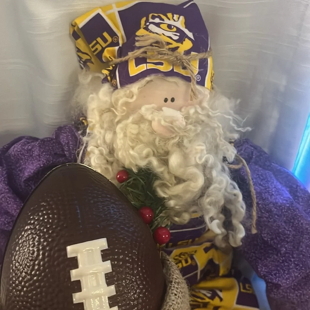 LSU (Louisiana State University) Santa‎ Decor Fabric